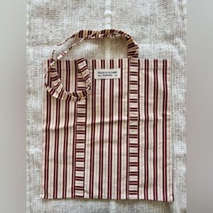 Sezane Striped Tote Bag - Red and White